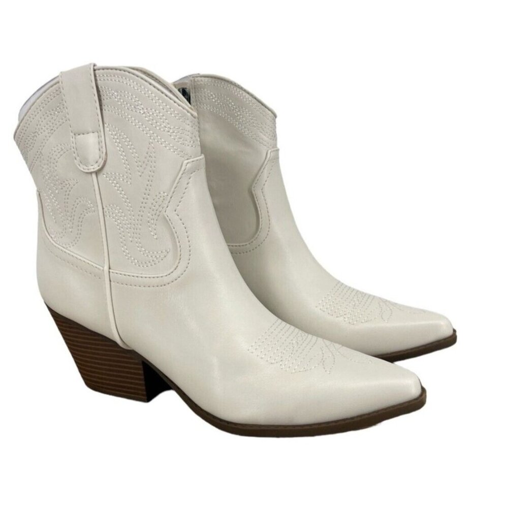 Indigo Rd Western Cowboy Boots Women's Alydia White Faux Leather Pointed Toe-10